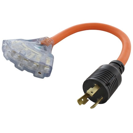 Ac Works Power Strip Cord, STW, 6-15/20R, L6-30P, 1.5 ft., Orange L630W620-018